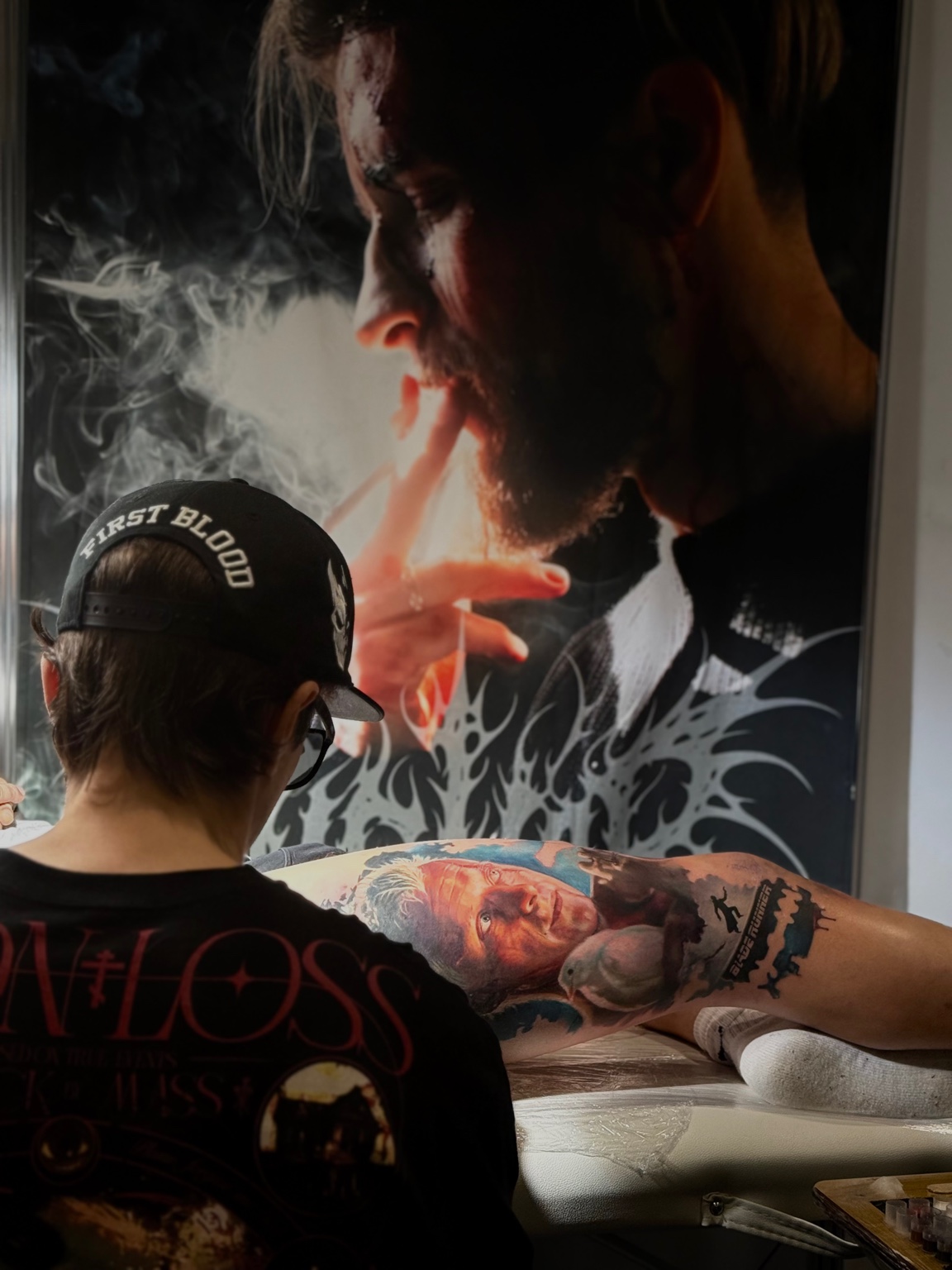 Vladimir working on a tattoo